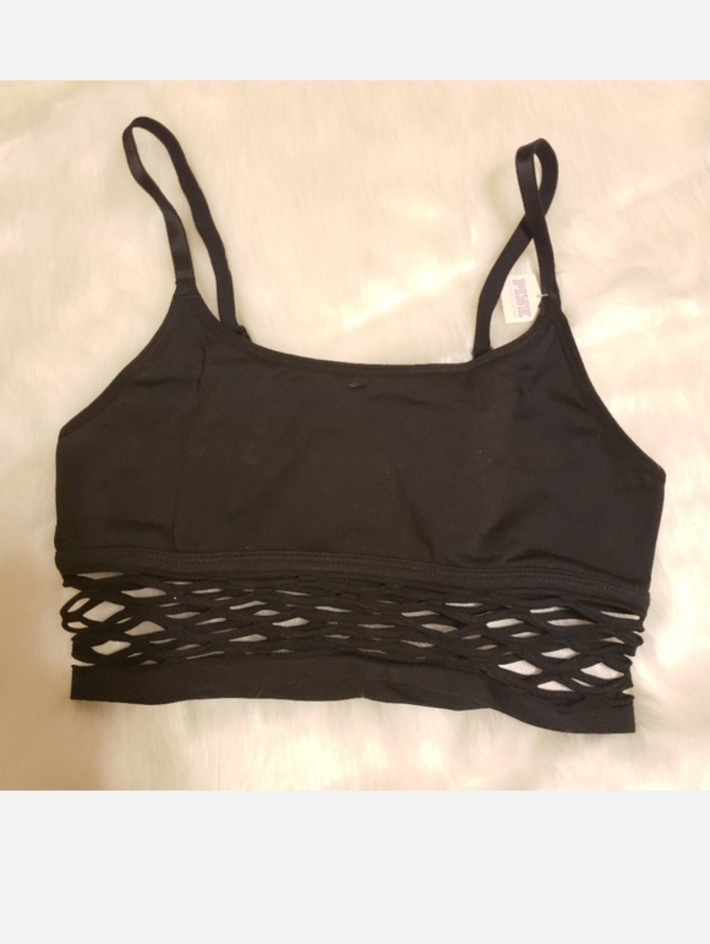 Victoria's Secret Pink Black Lattice-Trim Bralette - Women Intimates - Picture 4 of 5
